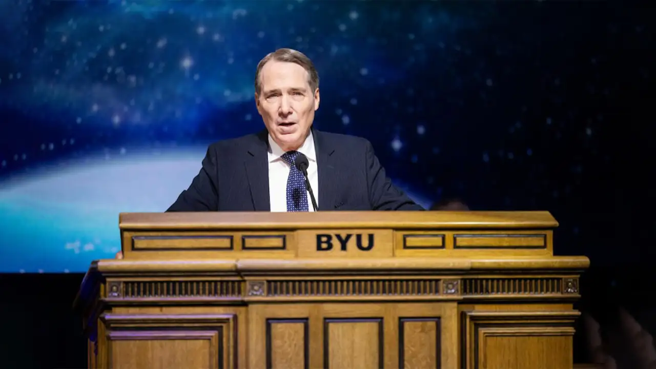 Elder Sabin shares 8 principles of peace and happiness with BYU