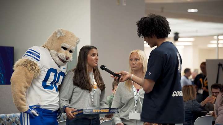 Trey Stewart and Cosmo ask WVU students about BYU