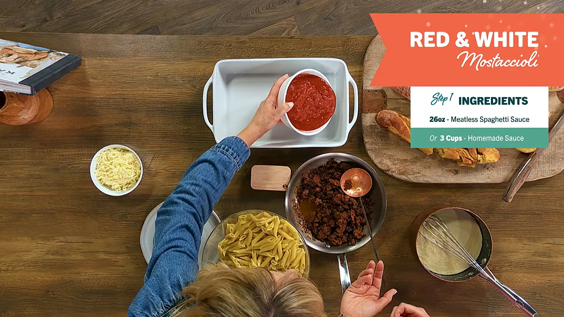 Family Dinner: Red & White Mostaccioli