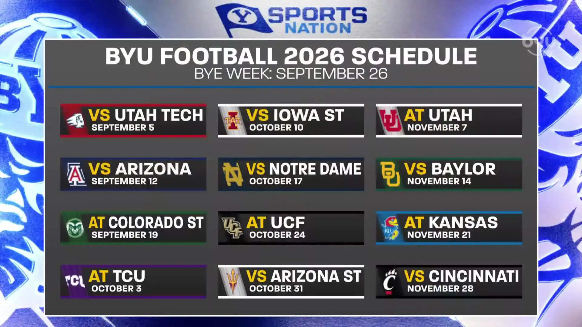 The 2026 BYU Football Schedule!
