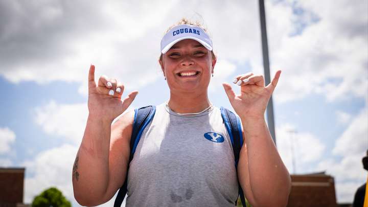 Gretchen Hoekstre is a record holder, and is live from NCAA West Preliminary Round