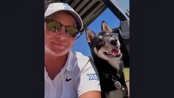 BYU Golf Coach Alex White and dog Deku