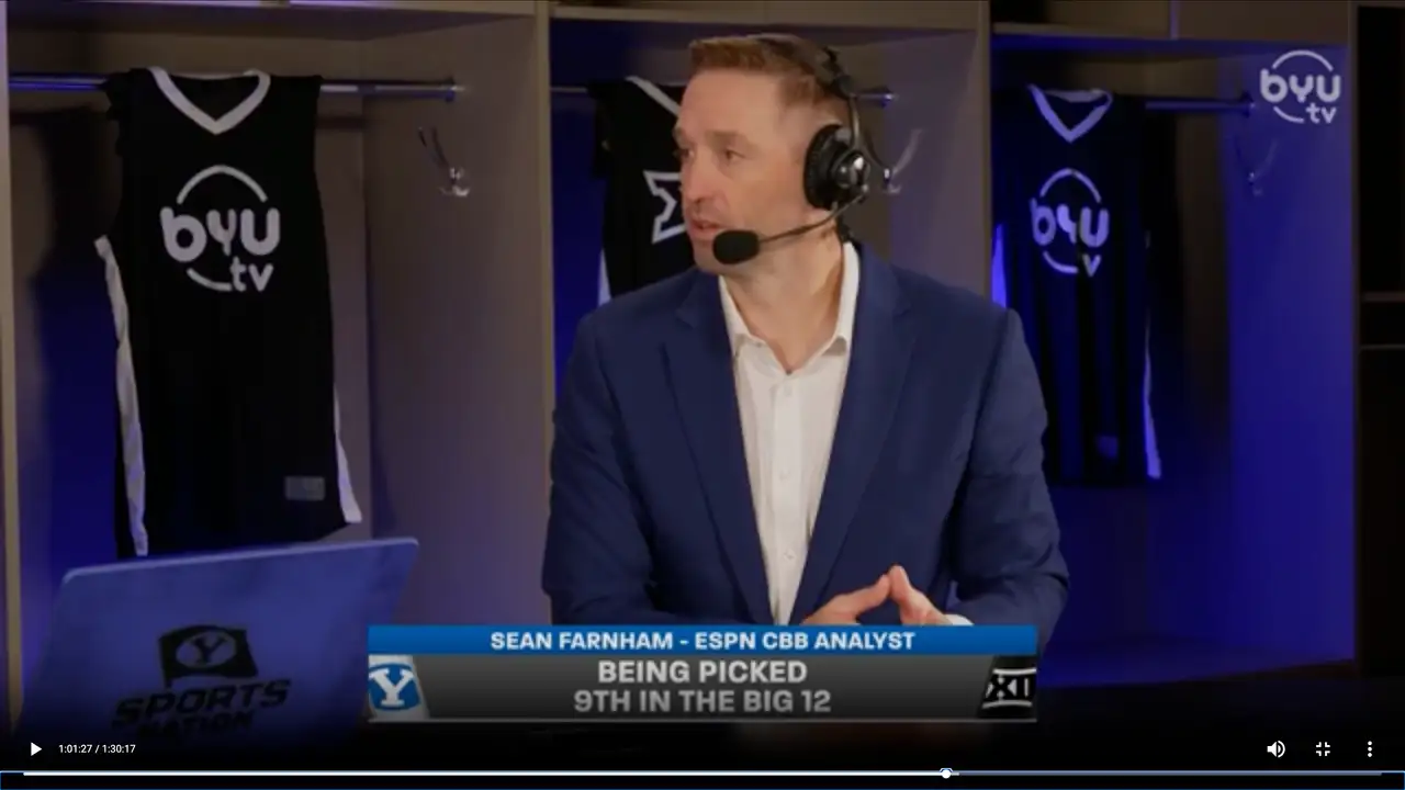 Watch BYU Men's Basketball Big 12 Media Days with Sean Farnham. BYUtv