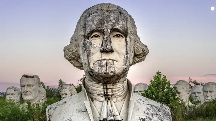 How 43 Giant Dilapidated Sculptures of American Presidents Ended Up in a Virginia Field